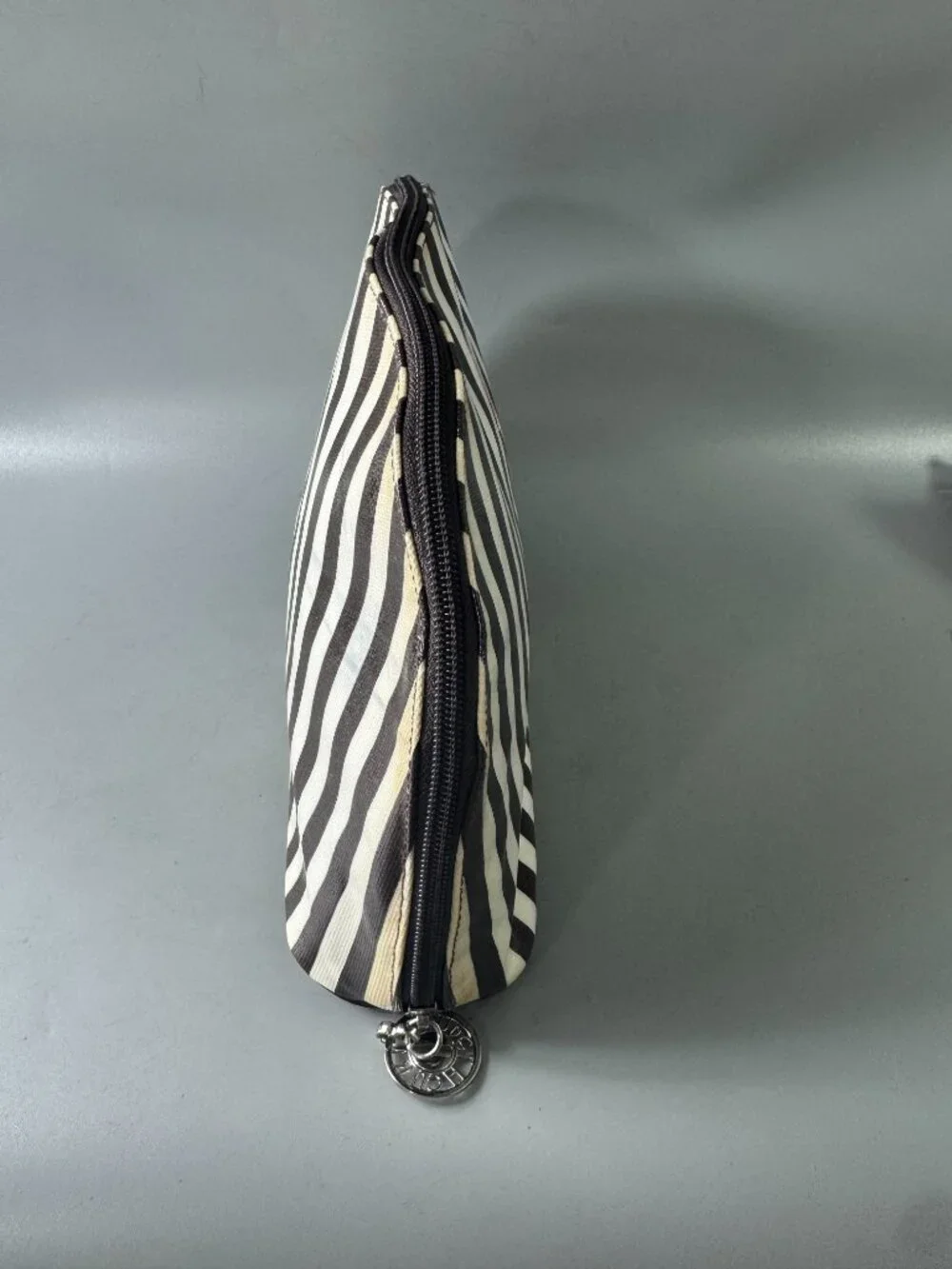 Henri Bendel Iconic Brown/White Stripe Makeup Case